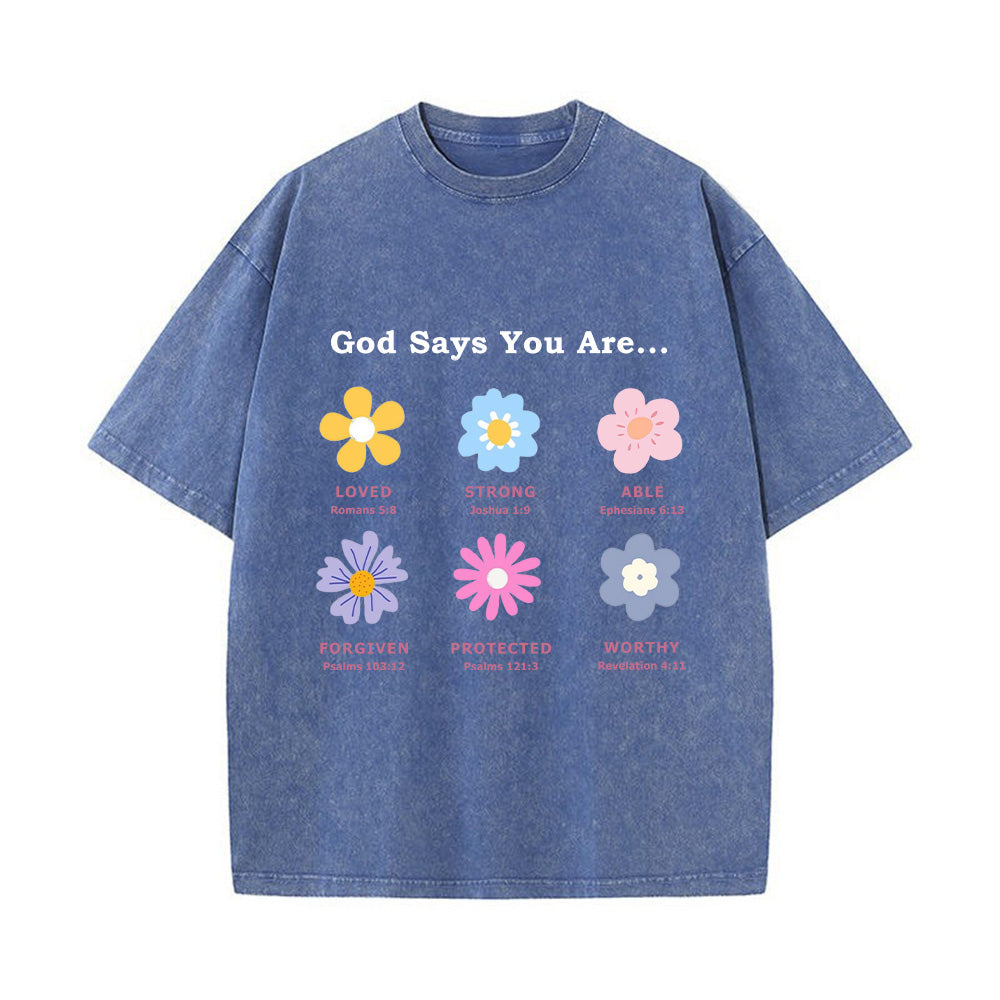 Christian Floral Bible Verse Unisex Washed T-Shirt