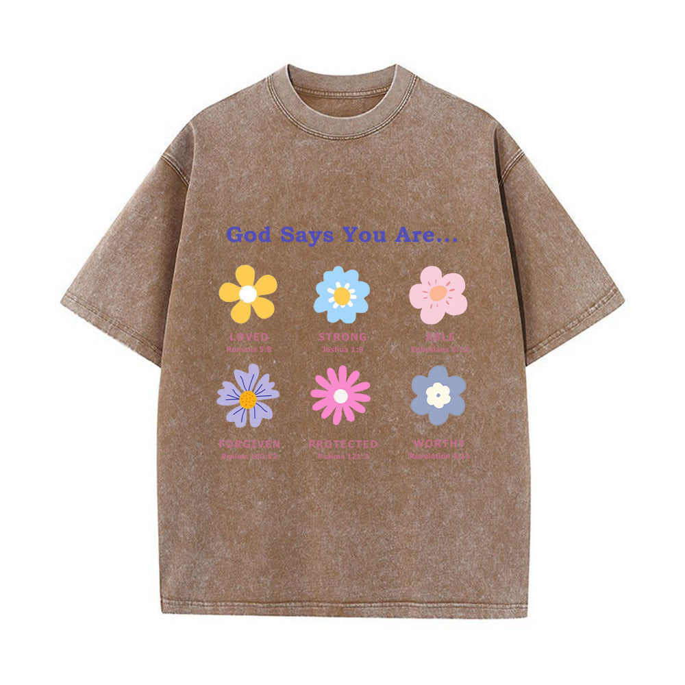 Christian Floral Bible Verse Unisex Washed T-Shirt