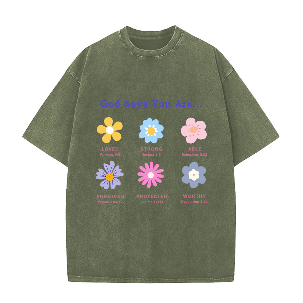 Christian Floral Bible Verse Unisex Washed T-Shirt