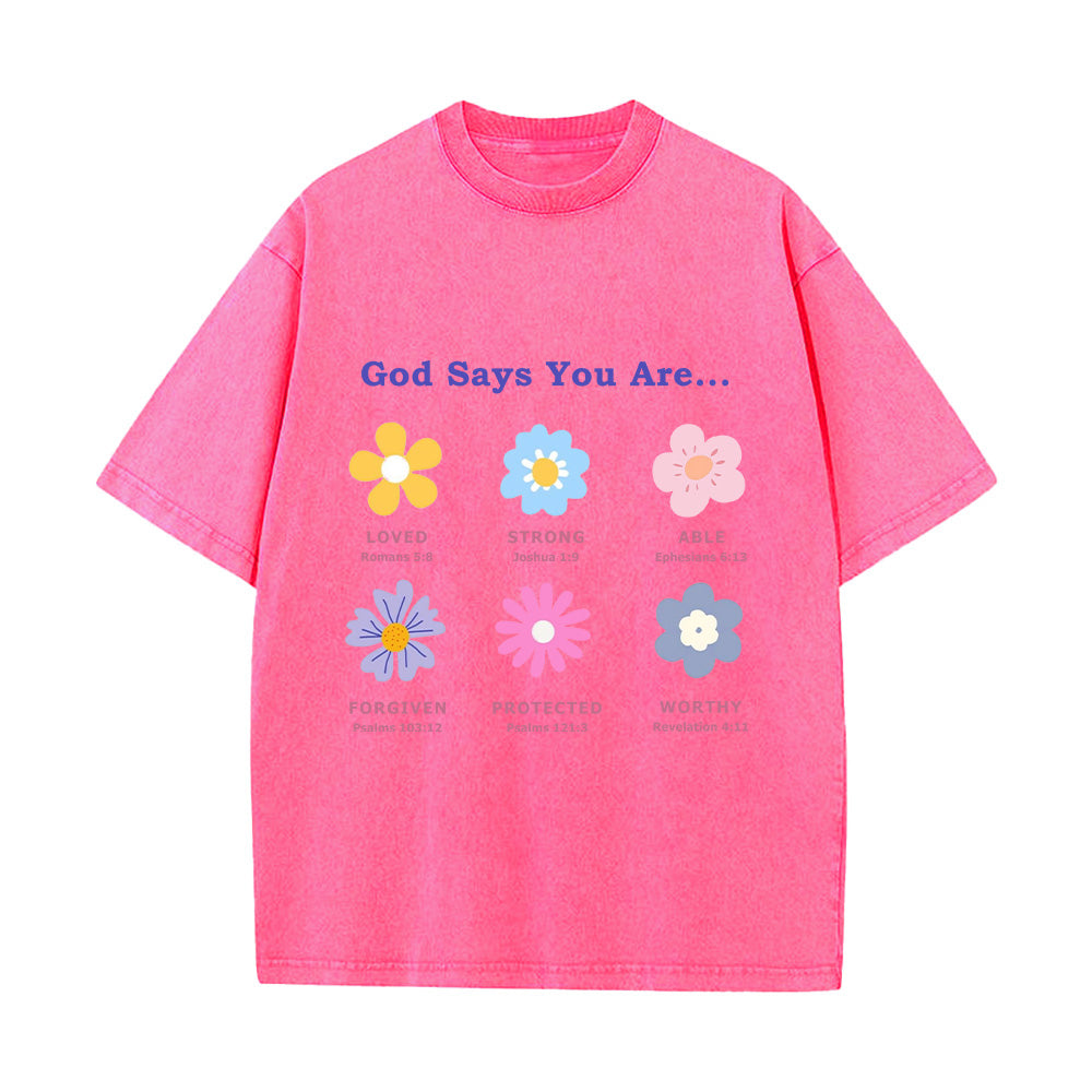 Christian Floral Bible Verse Unisex Washed T-Shirt