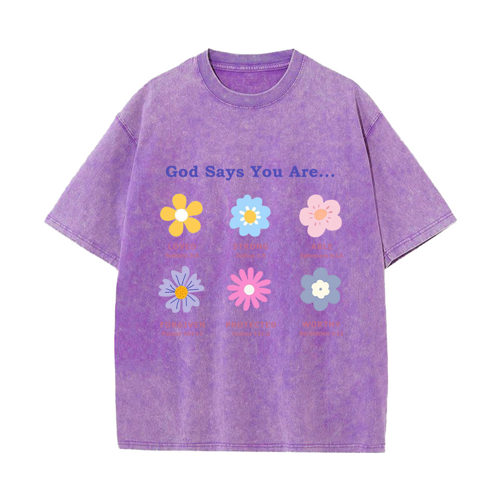 Christian Floral Bible Verse Unisex Washed T-Shirt