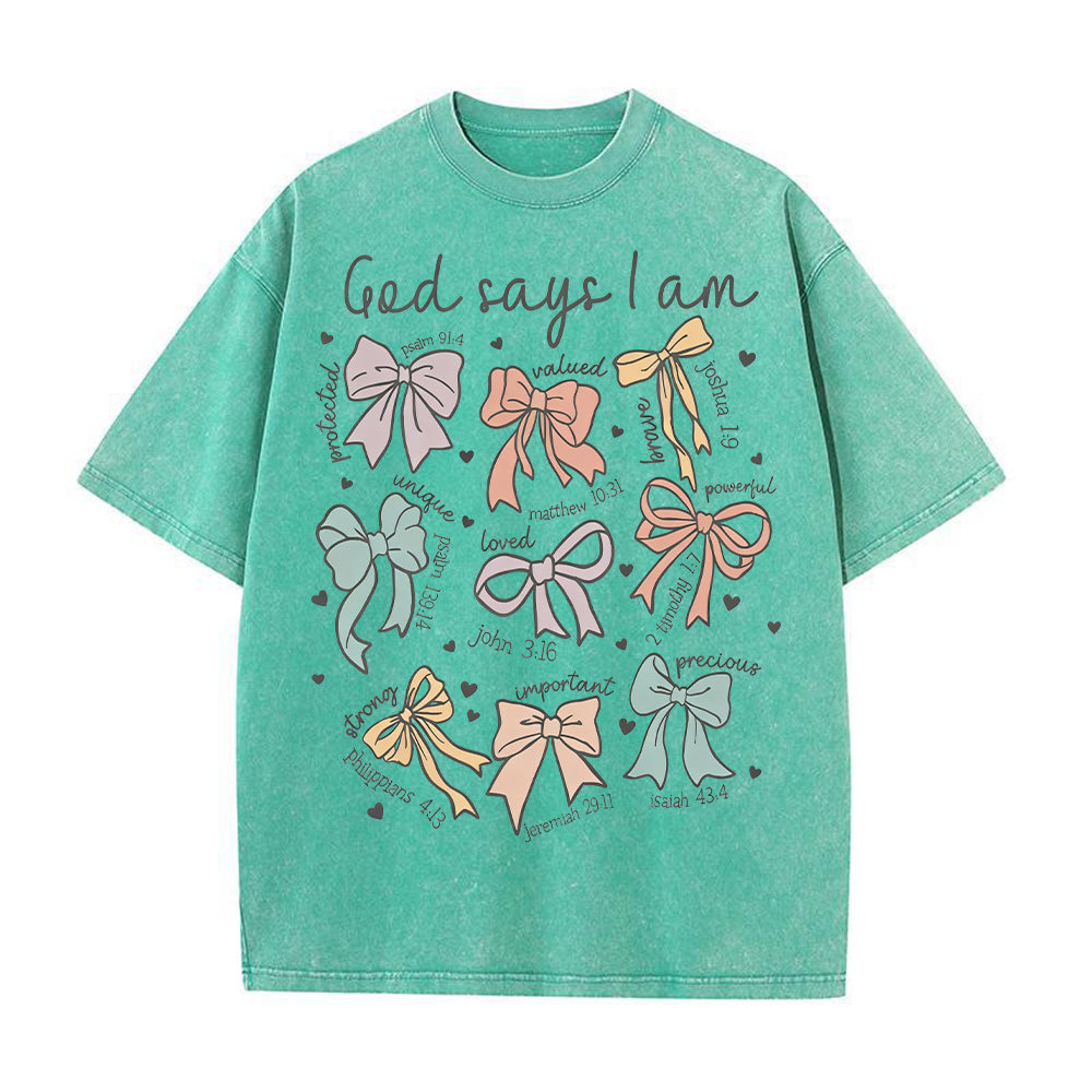 God Says I Am Girl Bible Verse Unisex Washed T-shirt