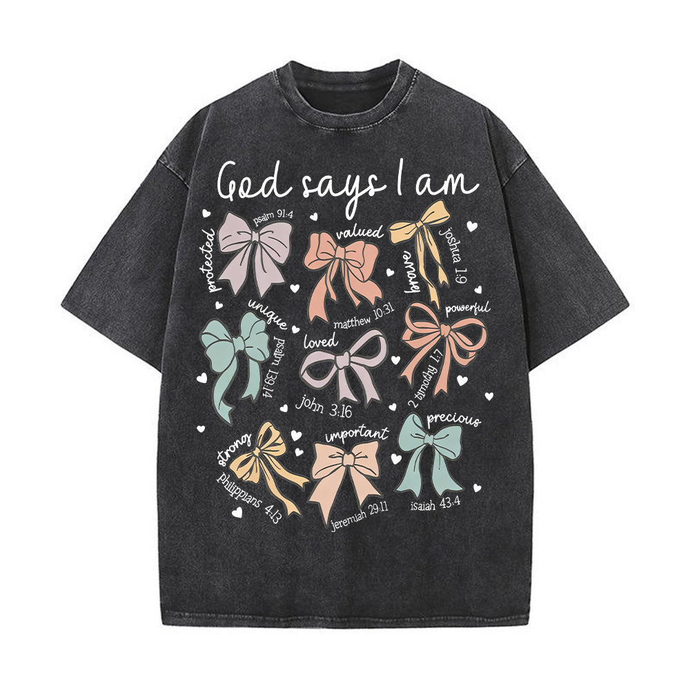 God Says I Am Girl Bible Verse Unisex Washed T-shirt