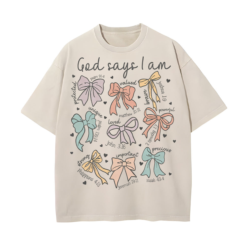 God Says I Am Girl Bible Verse Unisex Washed T-shirt