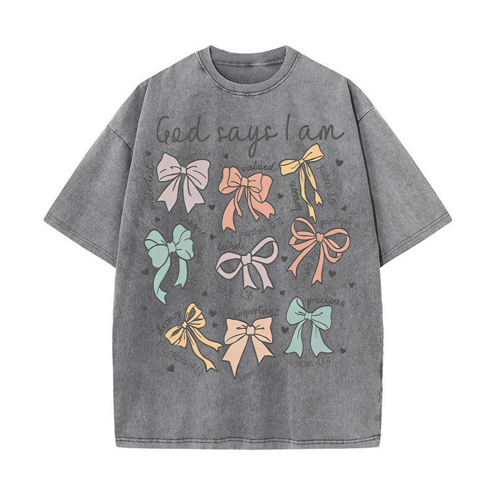 God Says I Am Girl Bible Verse Unisex Washed T-shirt