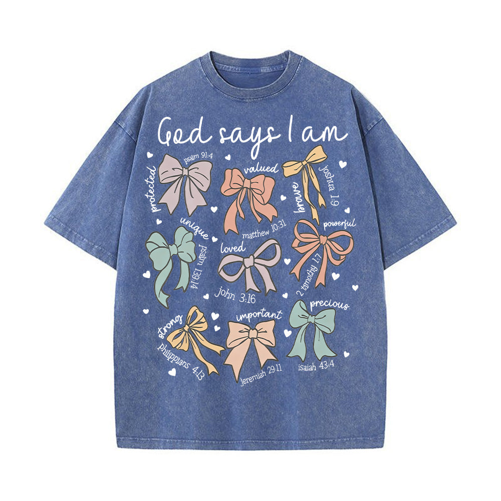 God Says I Am Girl Bible Verse Unisex Washed T-shirt