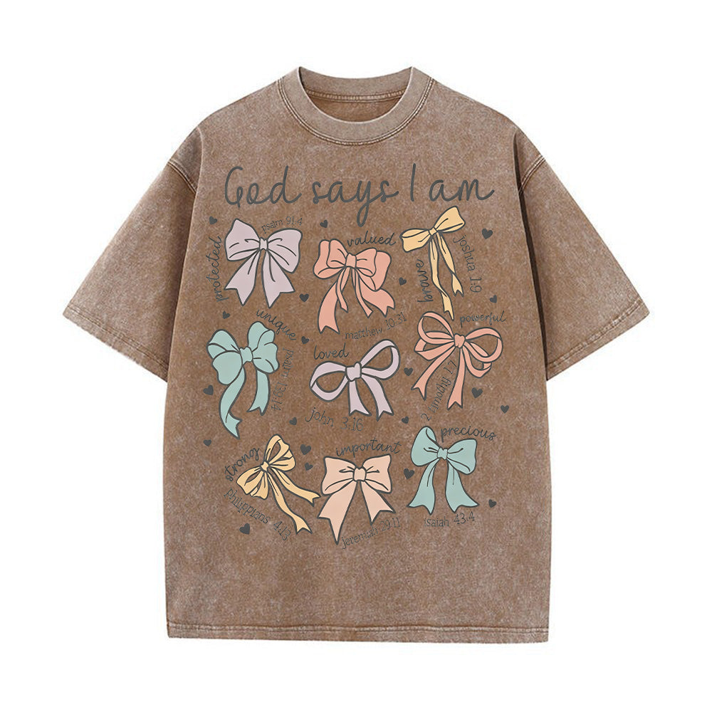 God Says I Am Girl Bible Verse Unisex Washed T-shirt