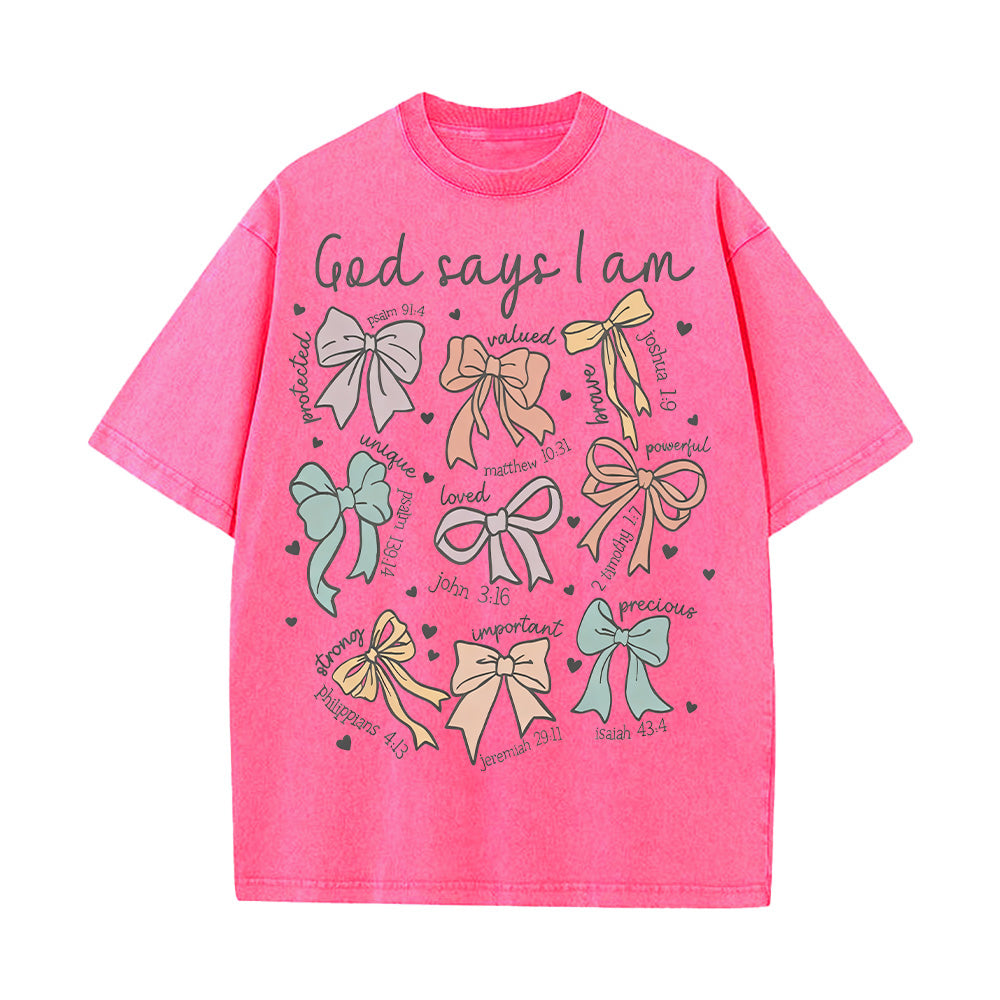 God Says I Am Girl Bible Verse Unisex Washed T-shirt
