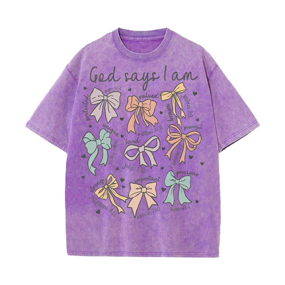 God Says I Am Girl Bible Verse Unisex Washed T-shirt