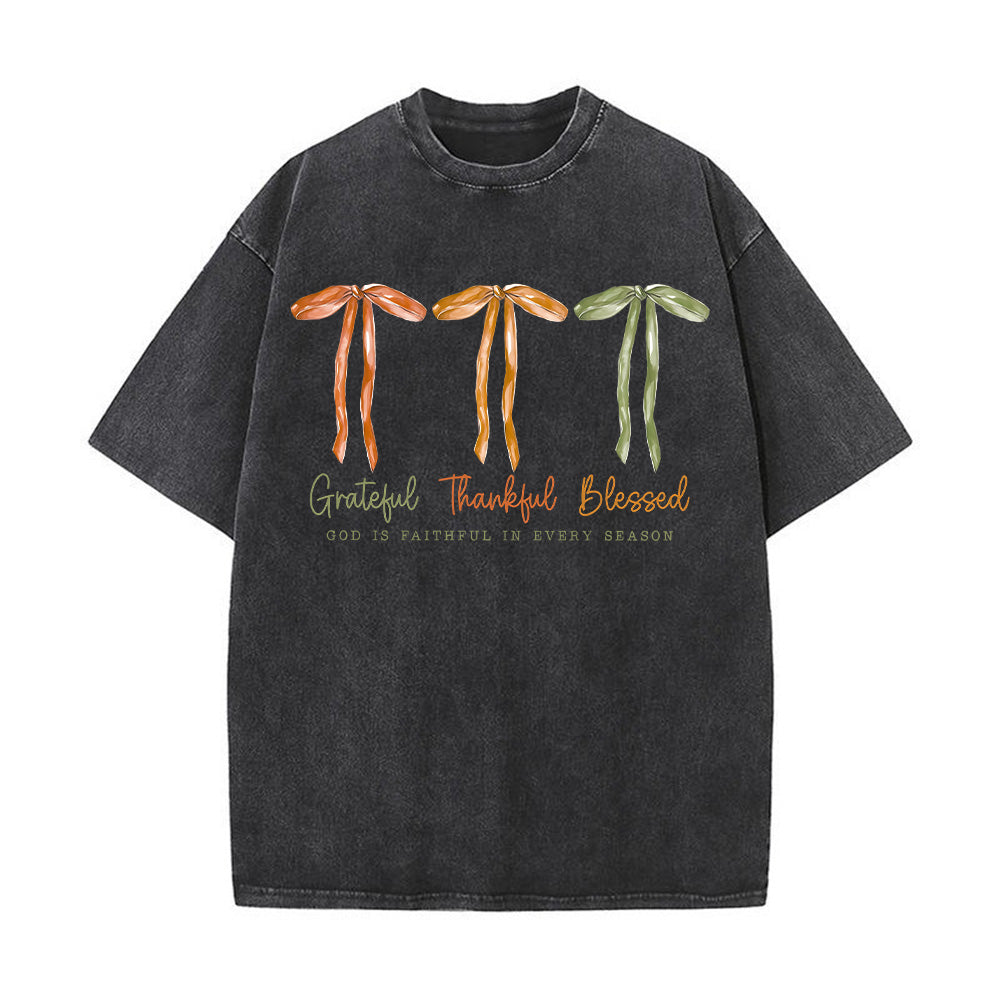 Grateful Thankful Blessed Unisex Washed T-shirt
