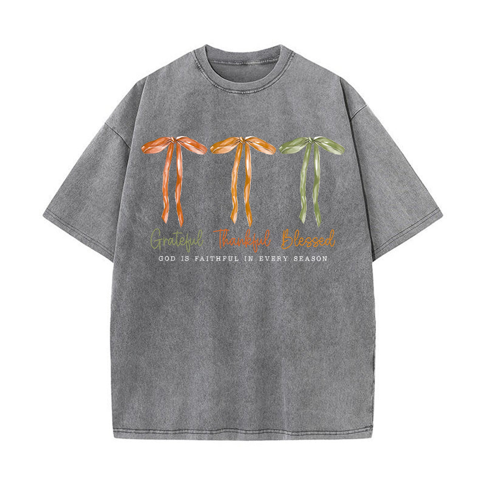 Grateful Thankful Blessed Unisex Washed T-shirt