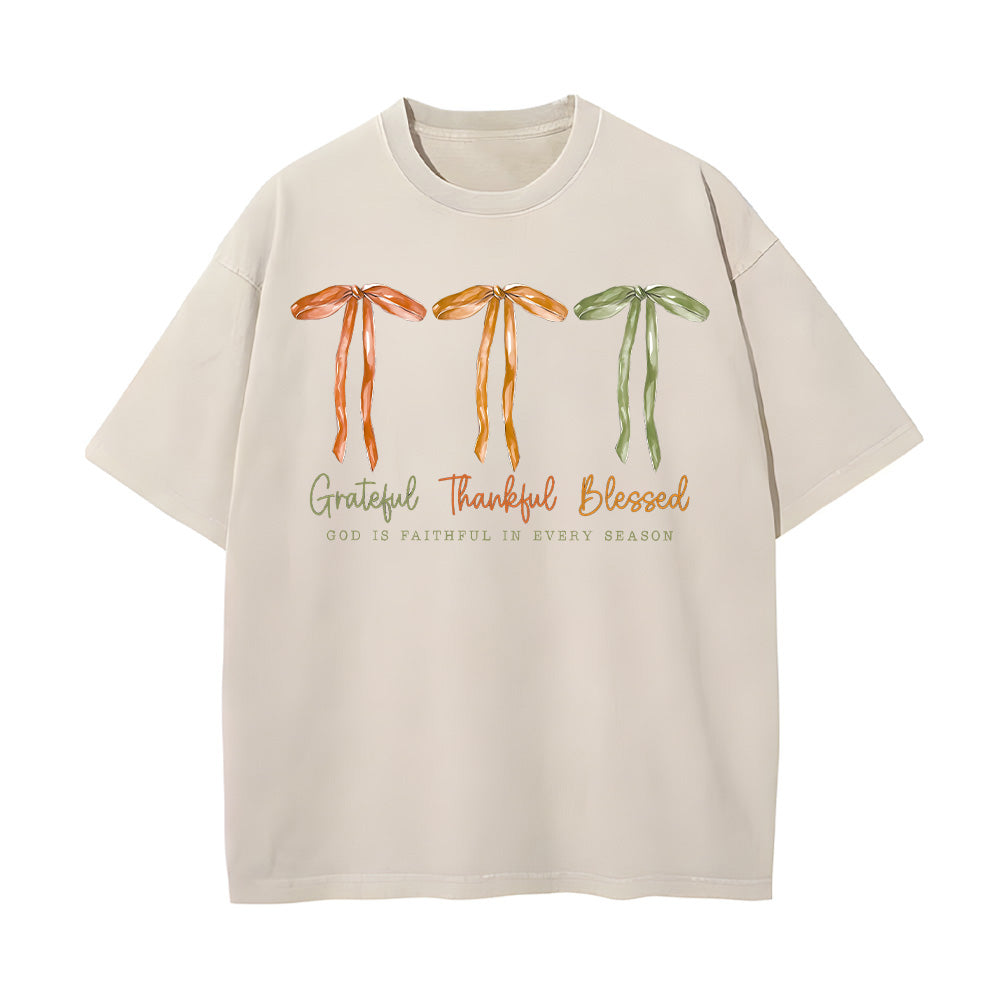 Grateful Thankful Blessed Unisex Washed T-shirt