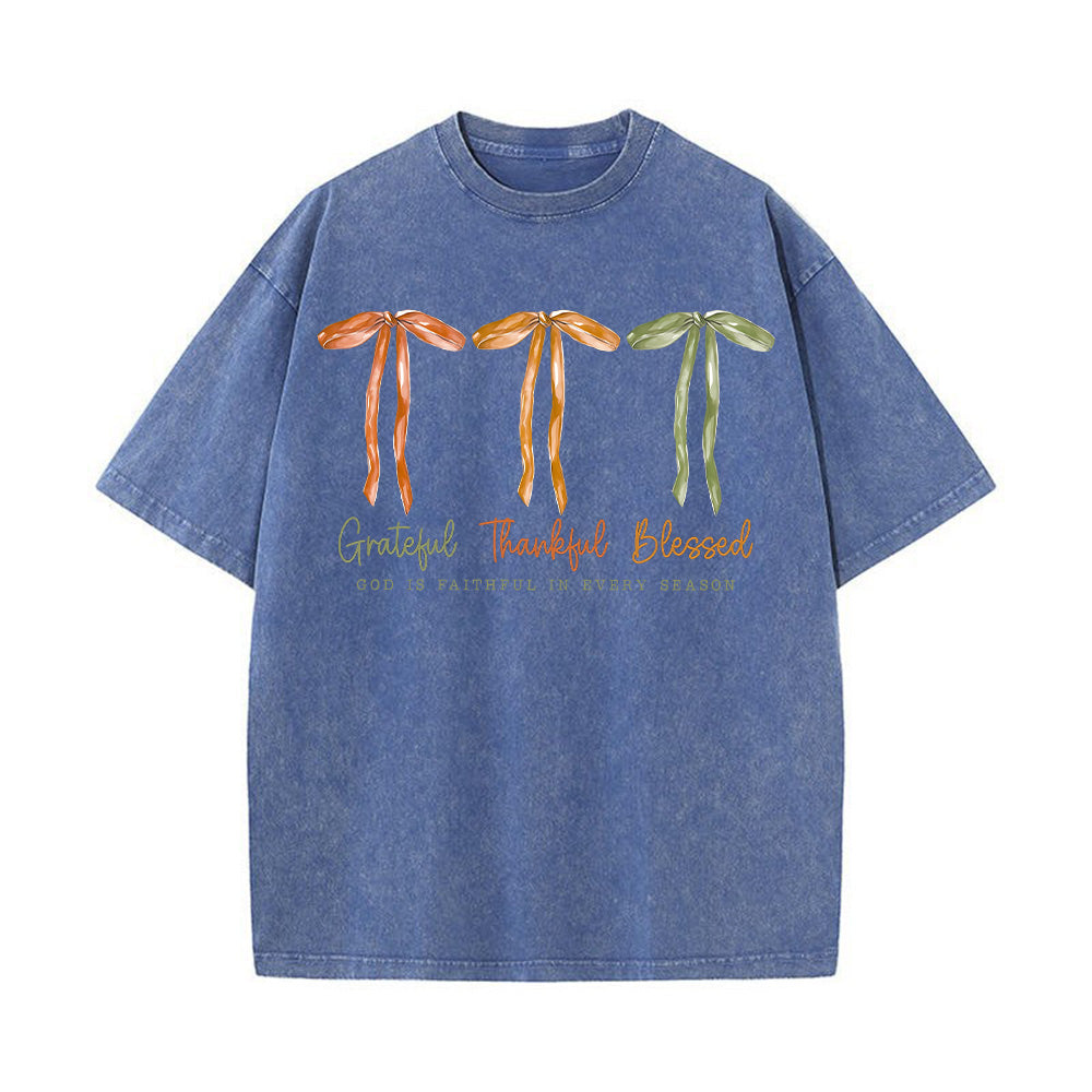 Grateful Thankful Blessed Unisex Washed T-shirt