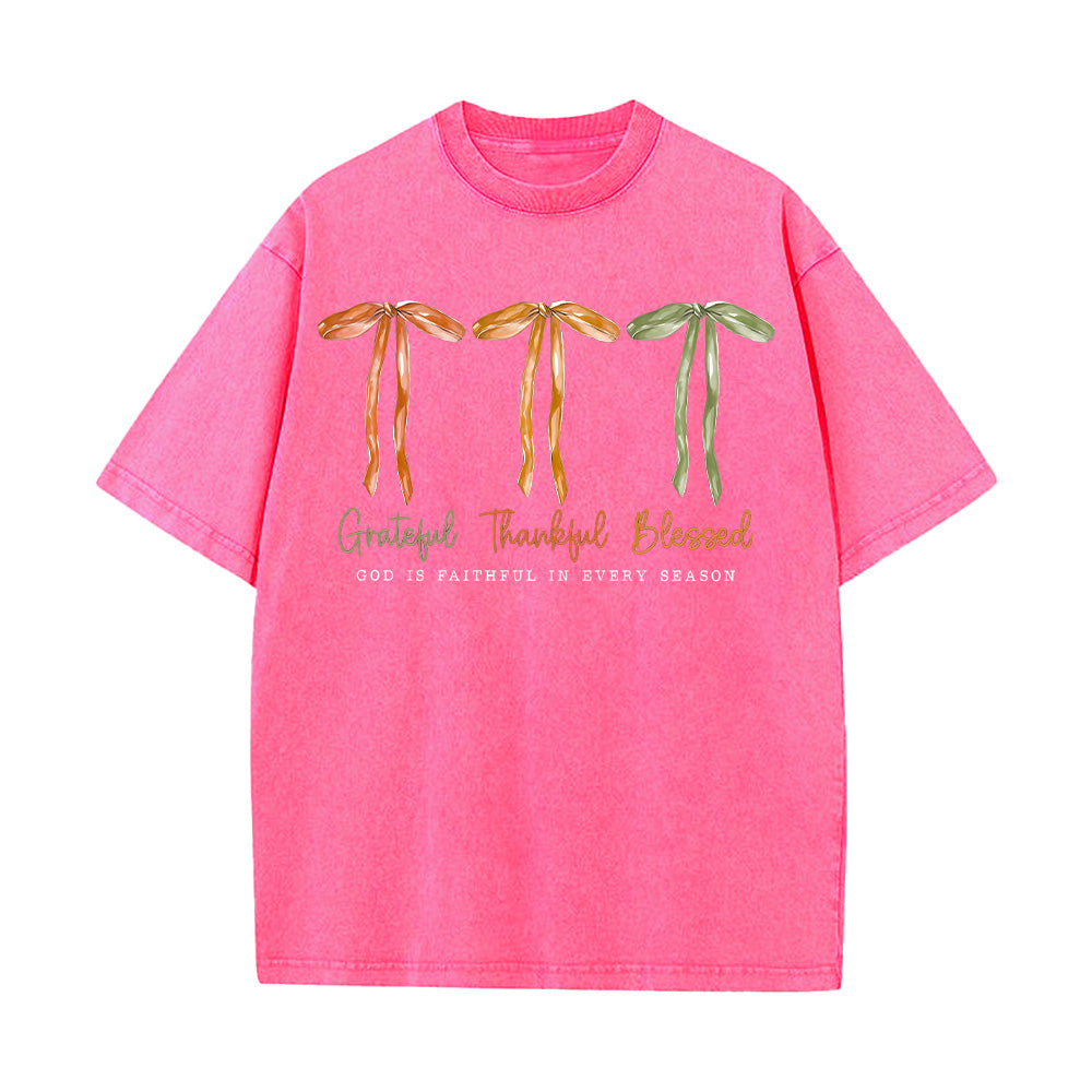 Grateful Thankful Blessed Unisex Washed T-shirt