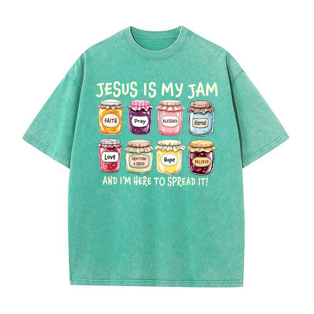 Jesus Is My Jam Christian Unisex Washed T-shirt