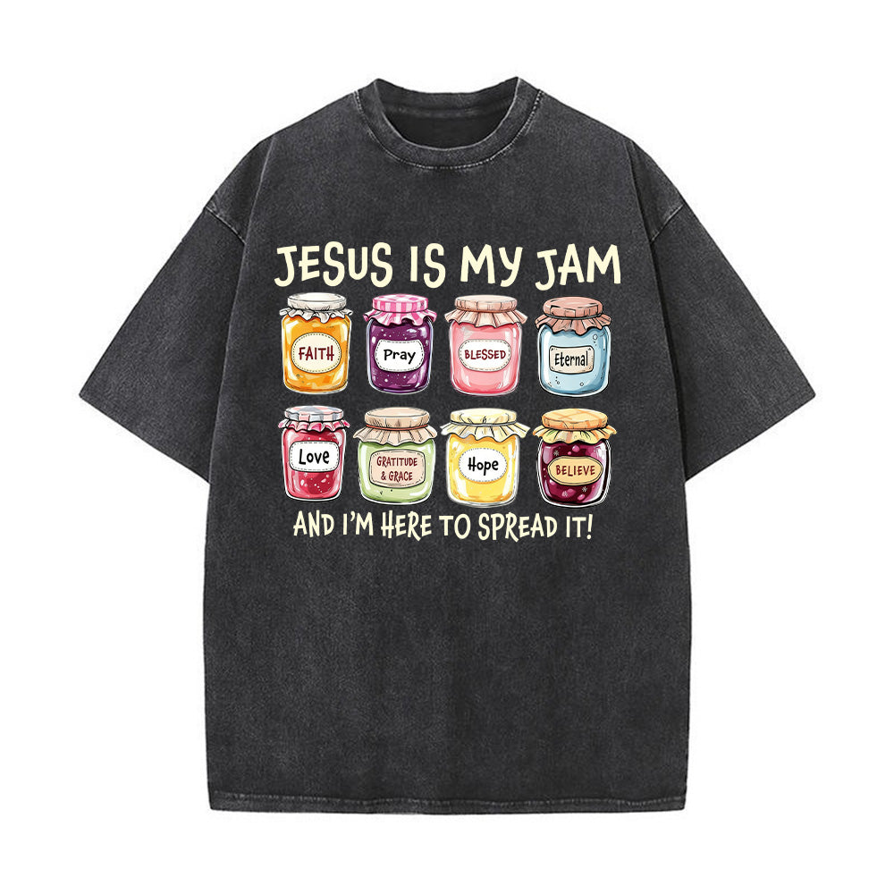 Jesus Is My Jam Christian Unisex Washed T-shirt