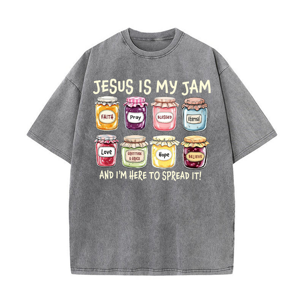 Jesus Is My Jam Christian Unisex Washed T-shirt