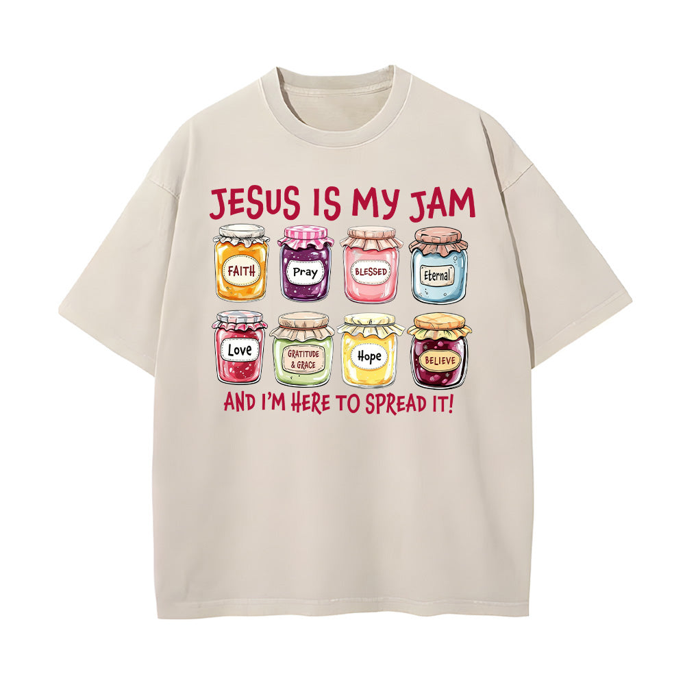 Jesus Is My Jam Christian Unisex Washed T-shirt