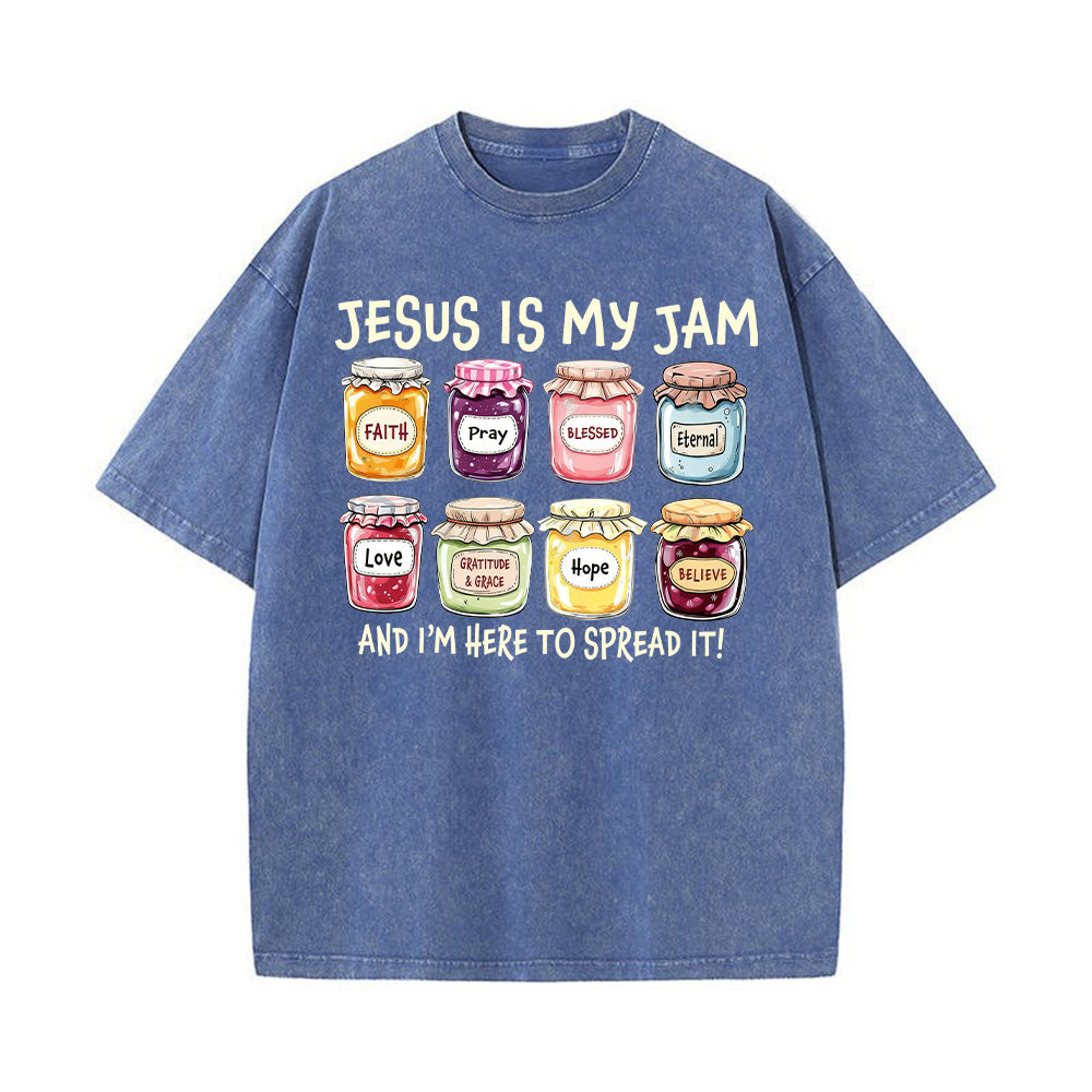 Jesus Is My Jam Christian Unisex Washed T-shirt