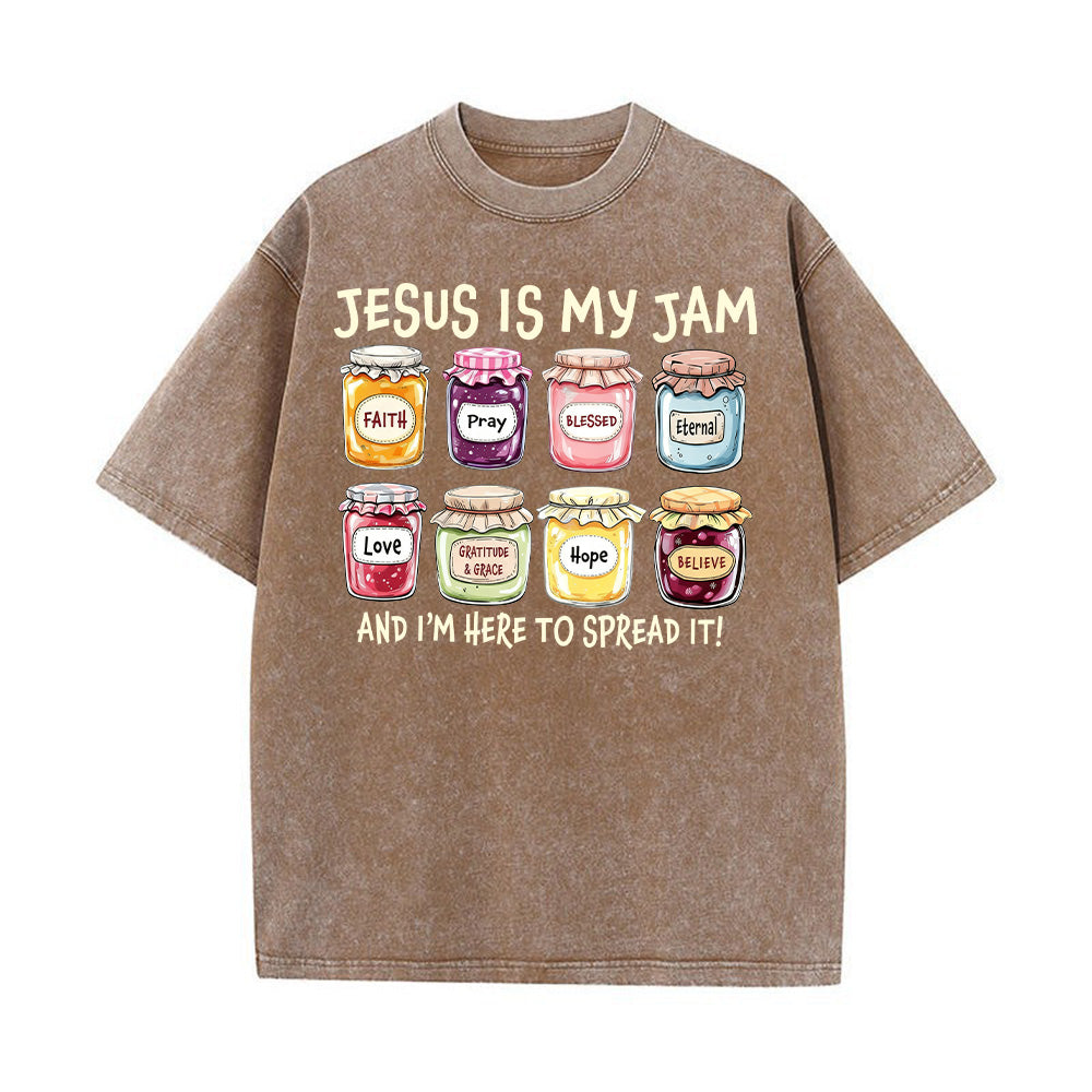 Jesus Is My Jam Christian Unisex Washed T-shirt