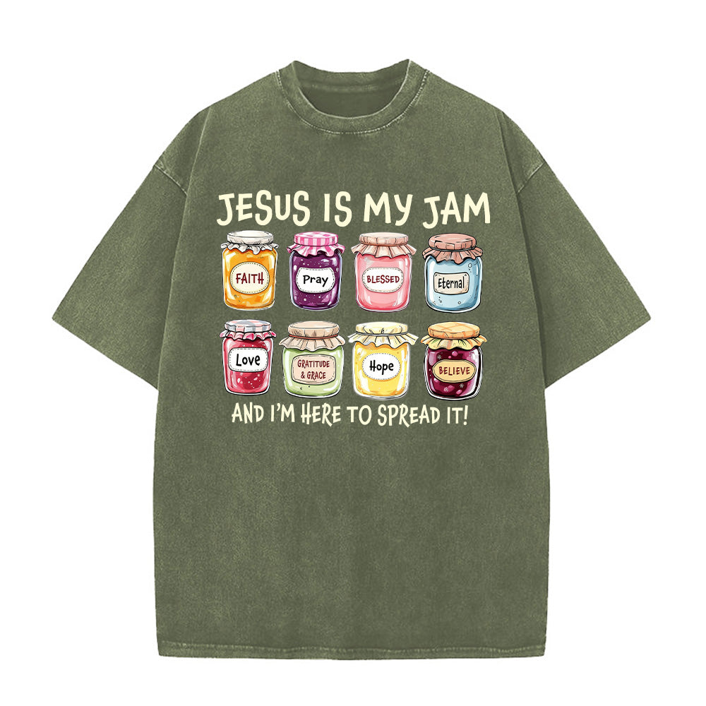 Jesus Is My Jam Christian Unisex Washed T-shirt