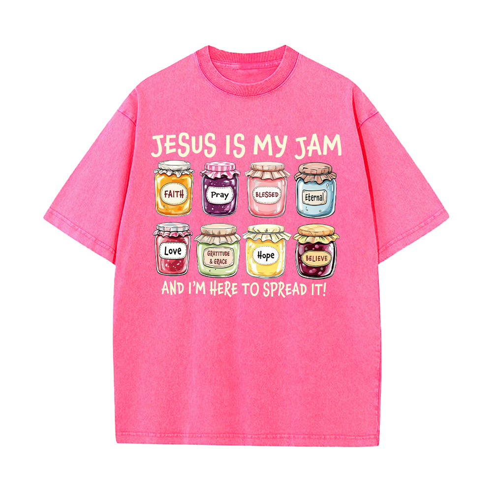 Jesus Is My Jam Christian Unisex Washed T-shirt