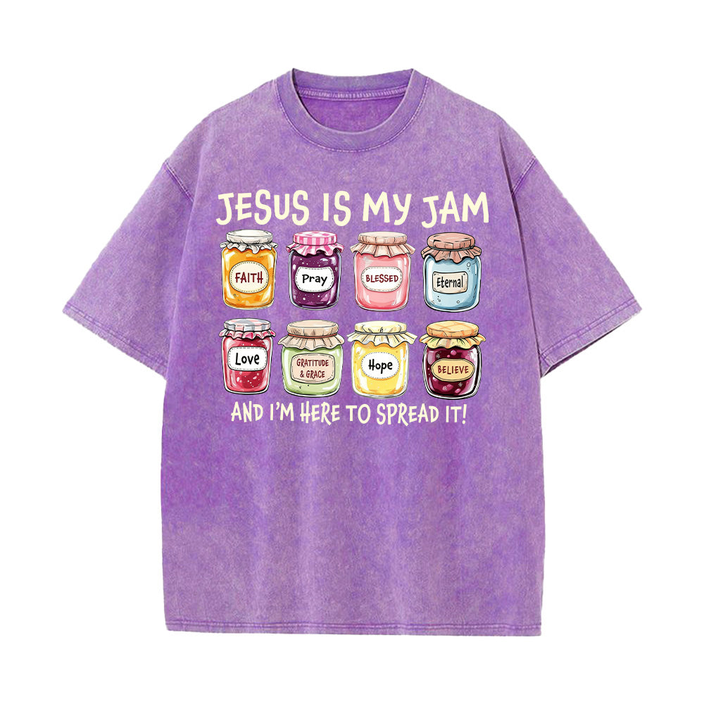 Jesus Is My Jam Christian Unisex Washed T-shirt