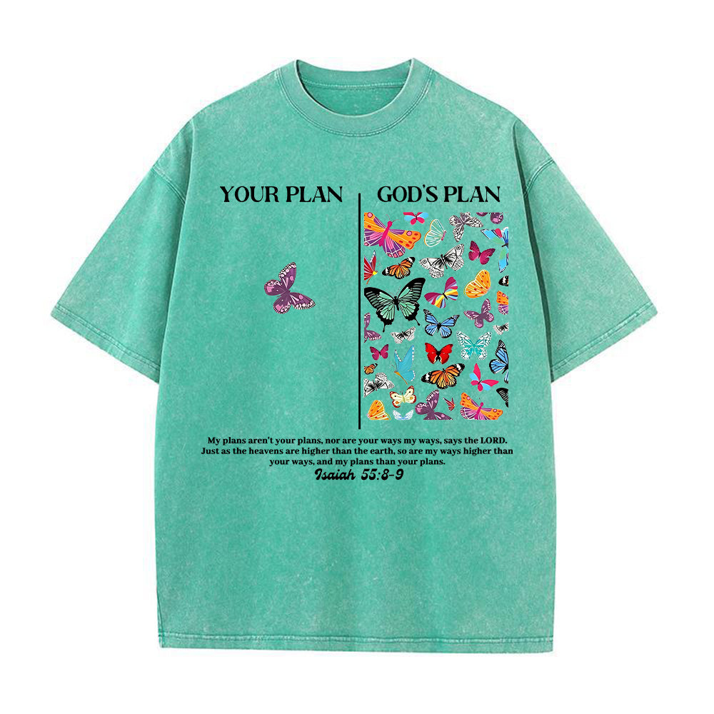 Your Plan vs God's Plan Unisex Washed T-shirt