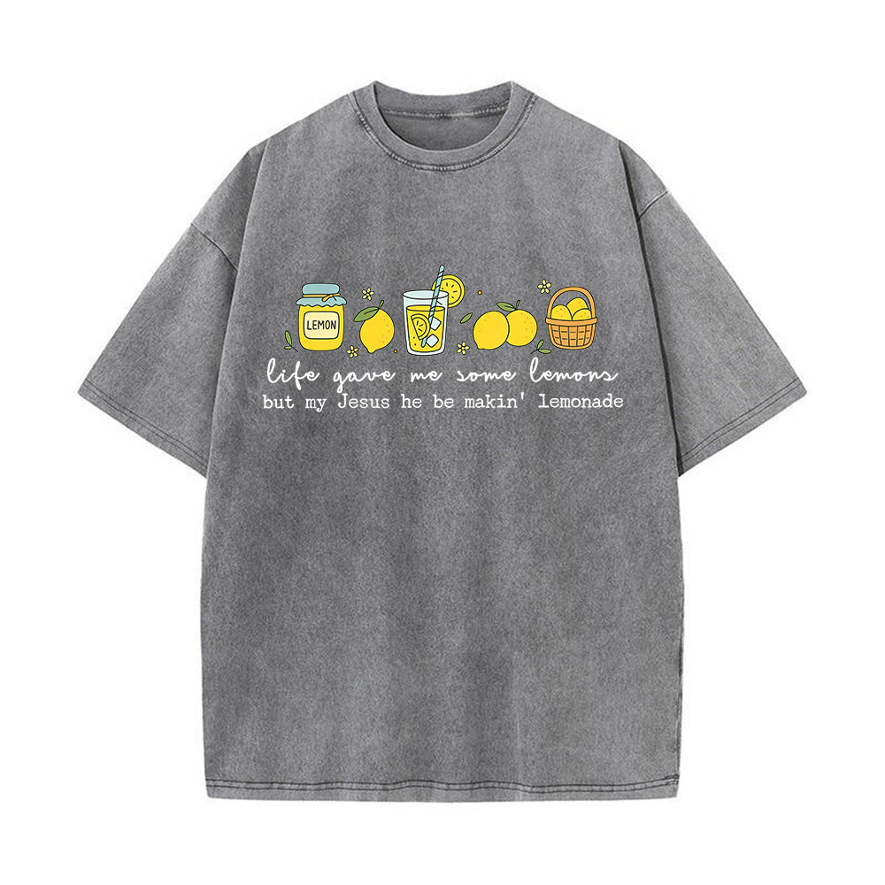 Life Gave Me Lemons Christian Unisex Washed T-Shirt
