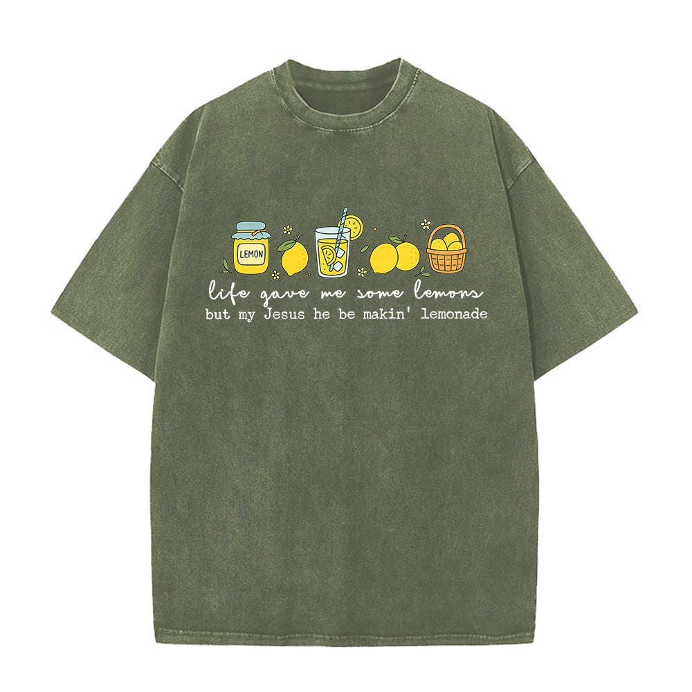 Life Gave Me Lemons Christian Unisex Washed T-Shirt