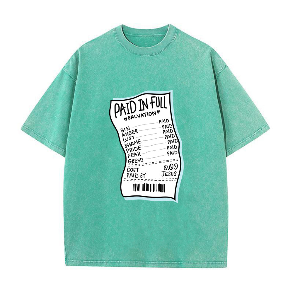 "Paid In Full Salvation" Christian Graphic Unisex Washed T-Shirt