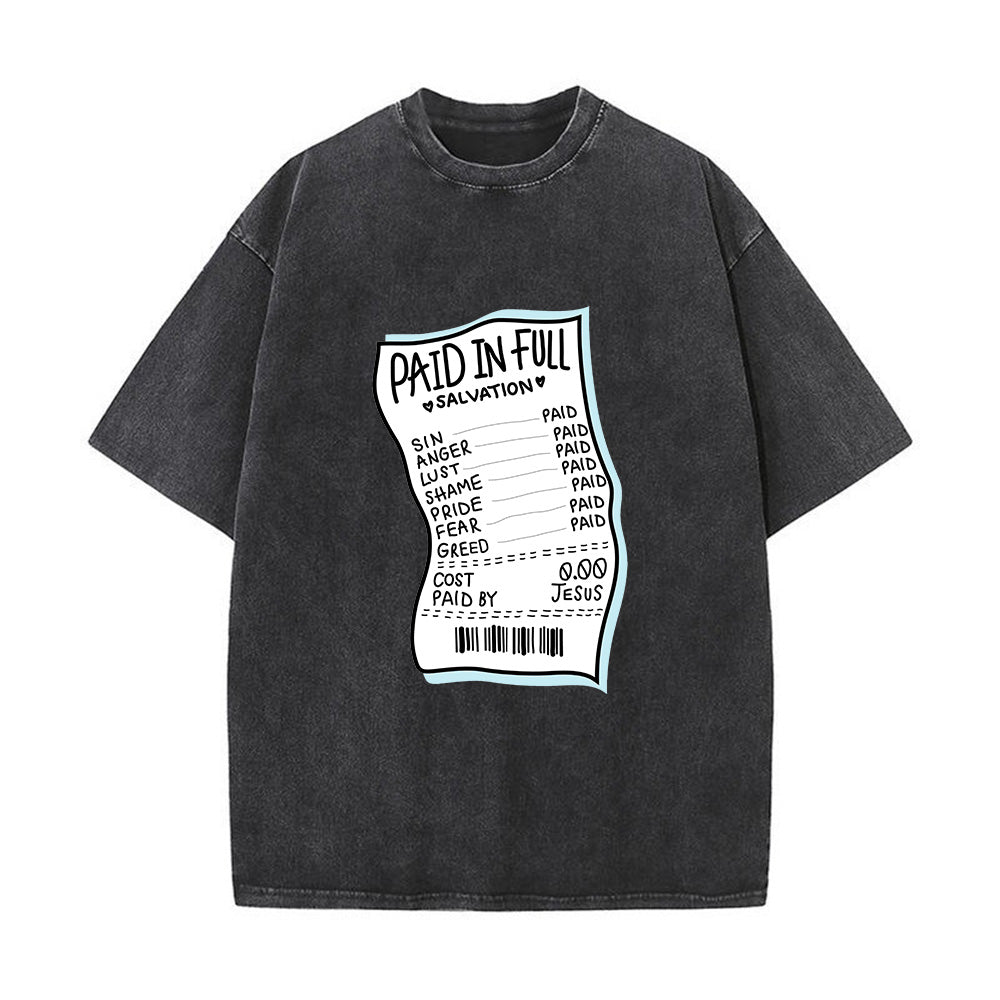 "Paid In Full Salvation" Christian Graphic Unisex Washed T-Shirt