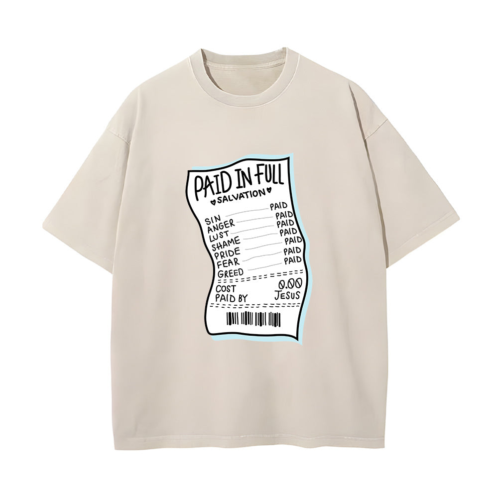 "Paid In Full Salvation" Christian Graphic Unisex Washed T-Shirt