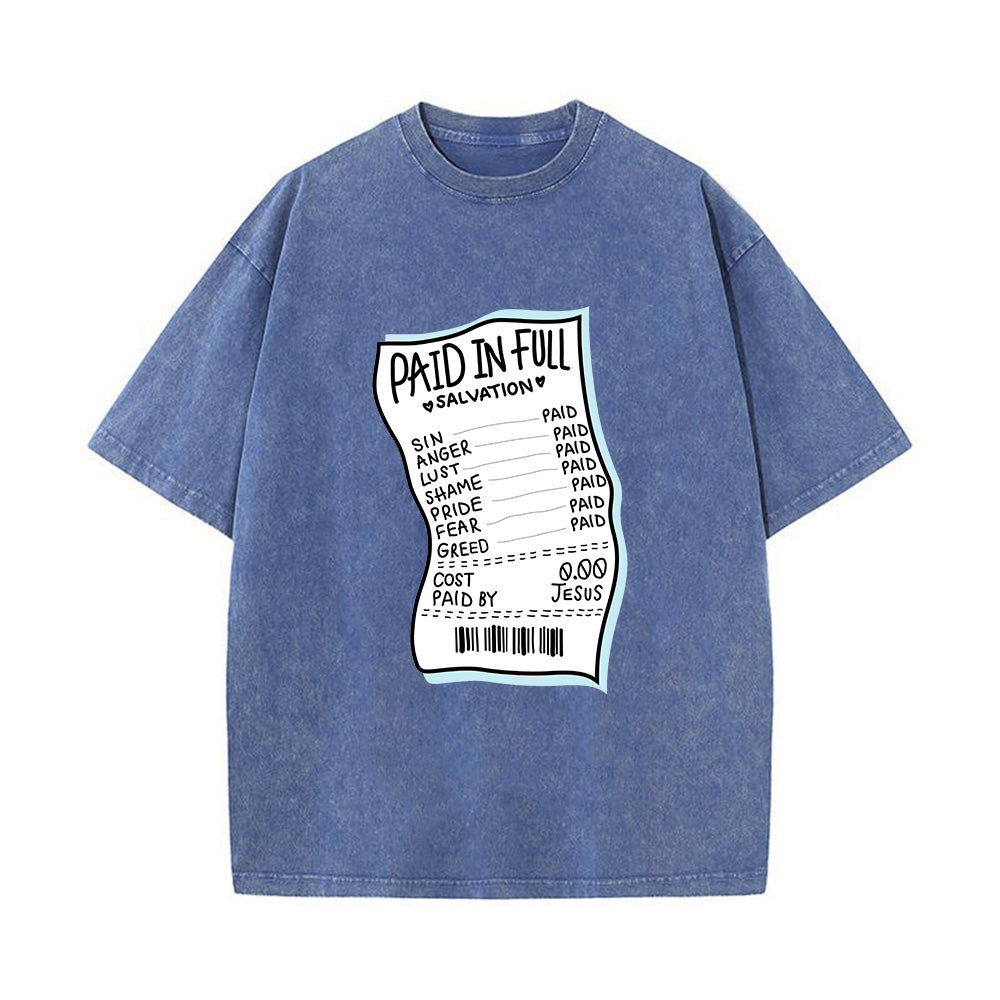 "Paid In Full Salvation" Christian Graphic Unisex Washed T-Shirt