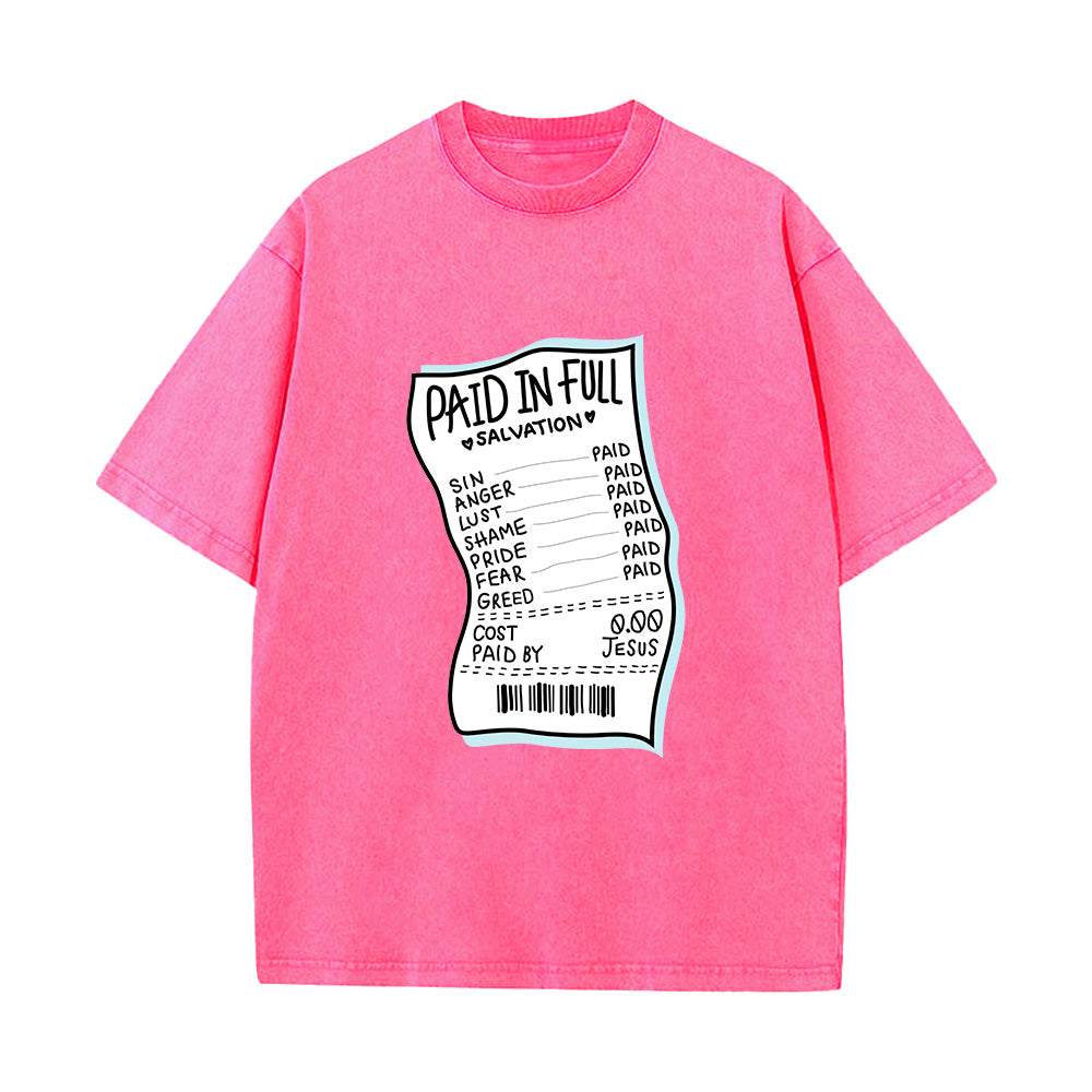 "Paid In Full Salvation" Christian Graphic Unisex Washed T-Shirt