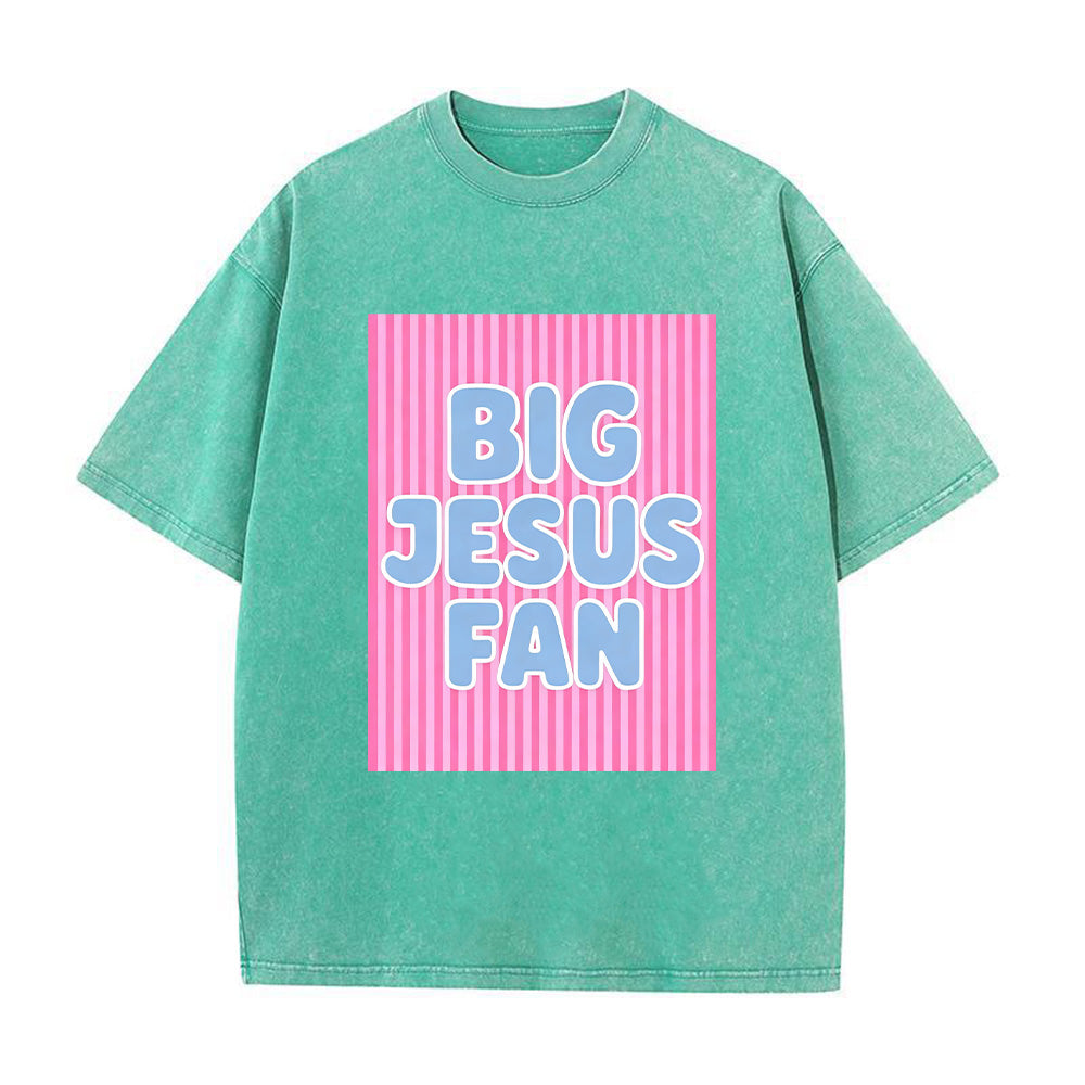 "Big Jesus Fan" Retro Graphic Unisex Washed T-Shirt