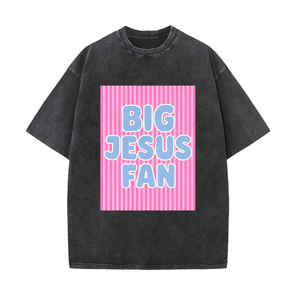 "Big Jesus Fan" Retro Graphic Unisex Washed T-Shirt