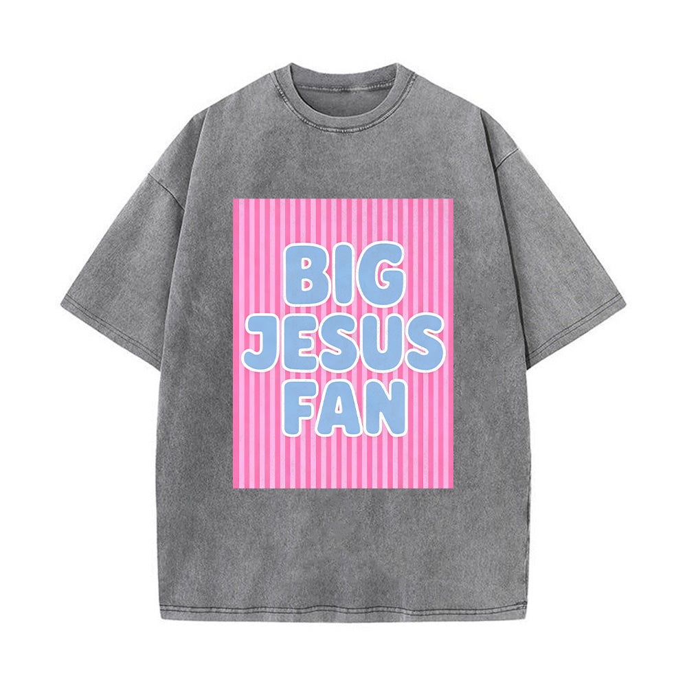 "Big Jesus Fan" Retro Graphic Unisex Washed T-Shirt