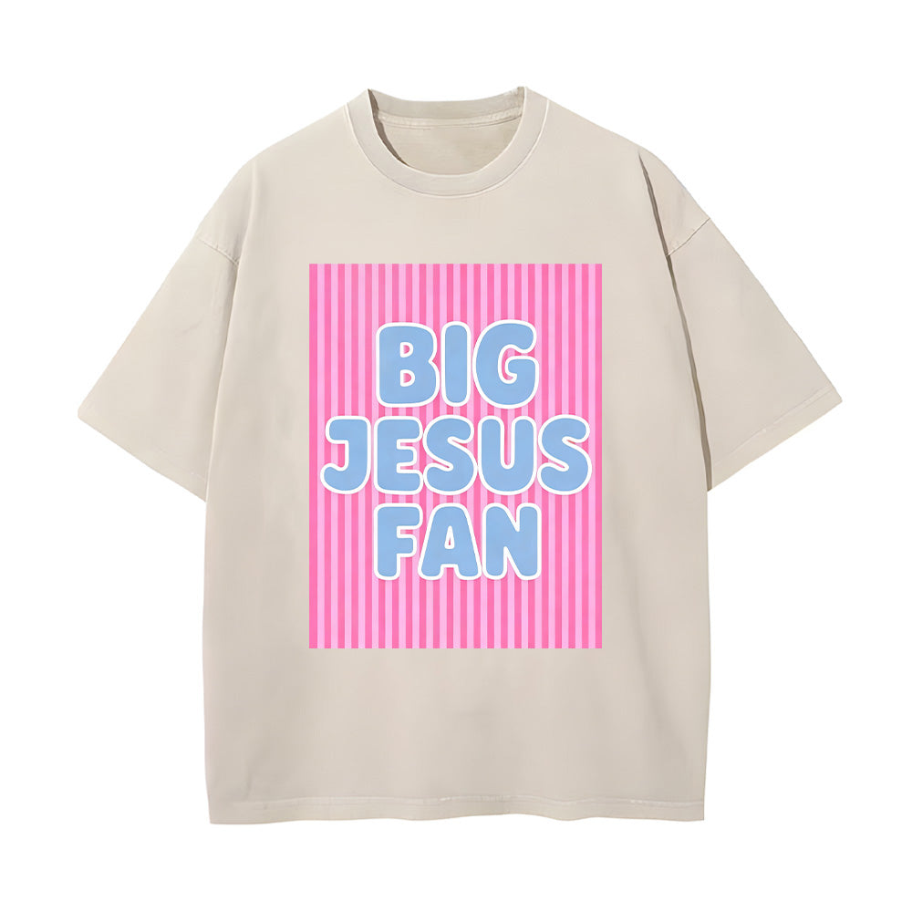 "Big Jesus Fan" Retro Graphic Unisex Washed T-Shirt
