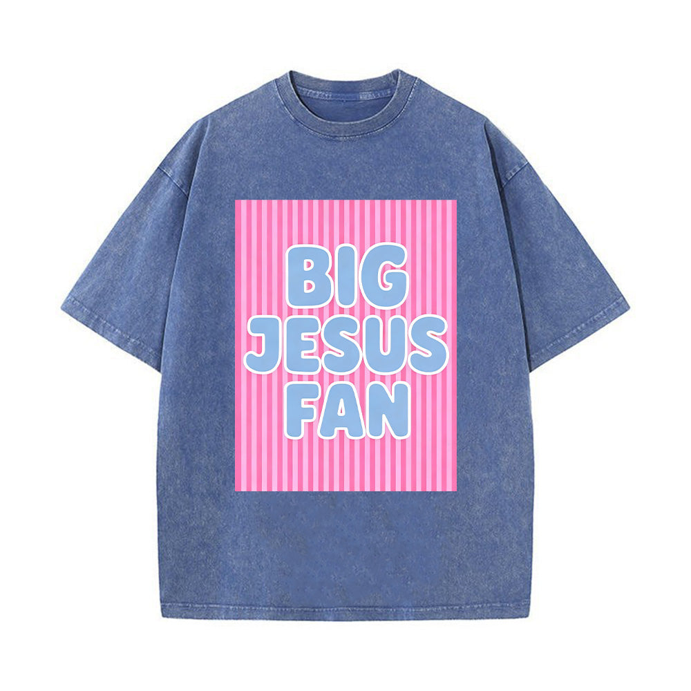 "Big Jesus Fan" Retro Graphic Unisex Washed T-Shirt