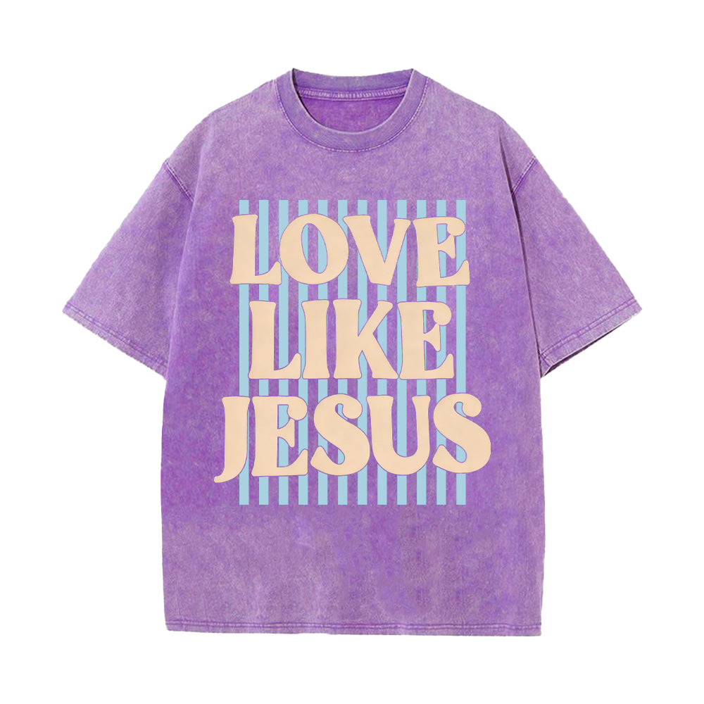 "Love Like Jesus" Retro Typographic Unisex Washed T-Shirt