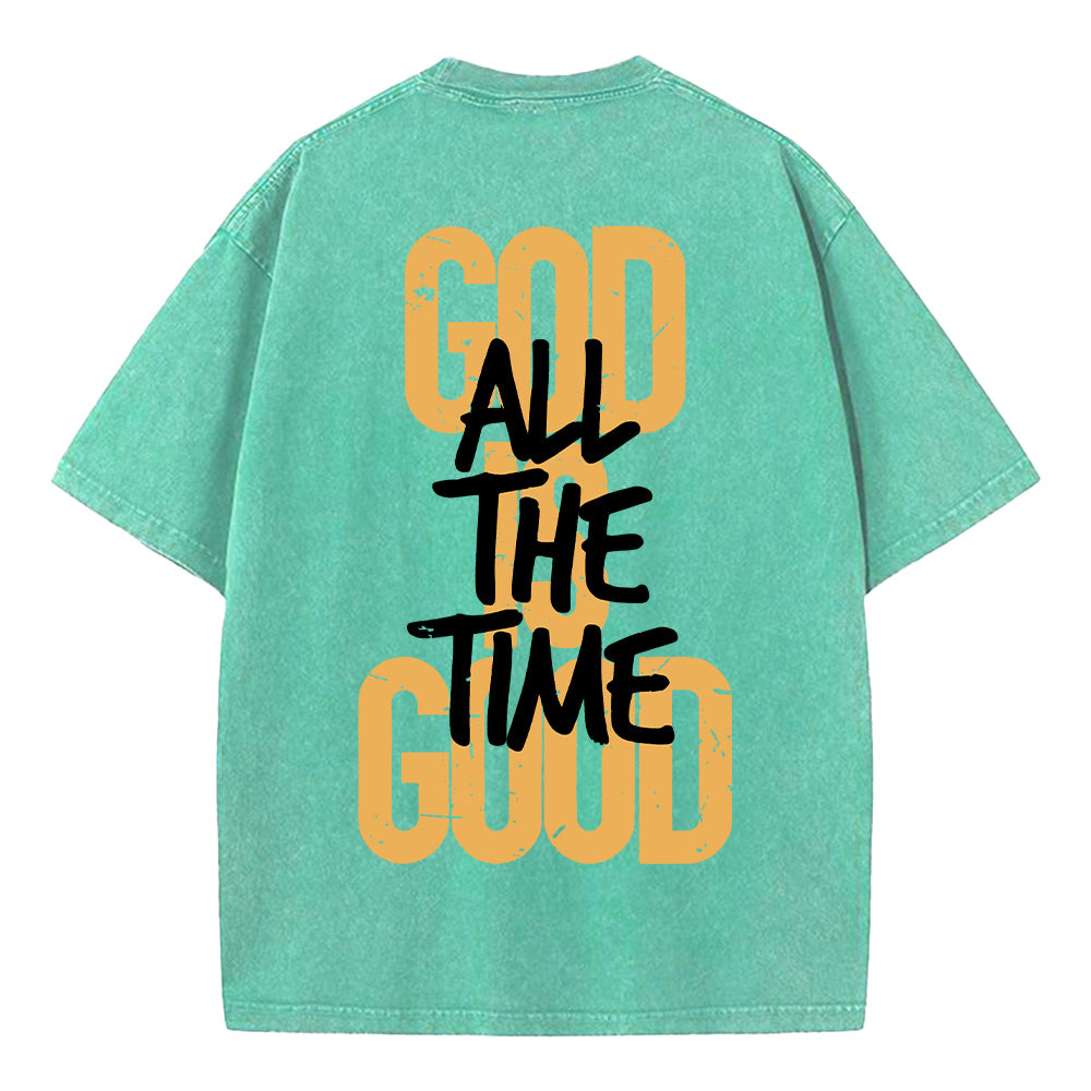 "God is Good All The Time" Retro Graphic Unisex Washed T-Shirt