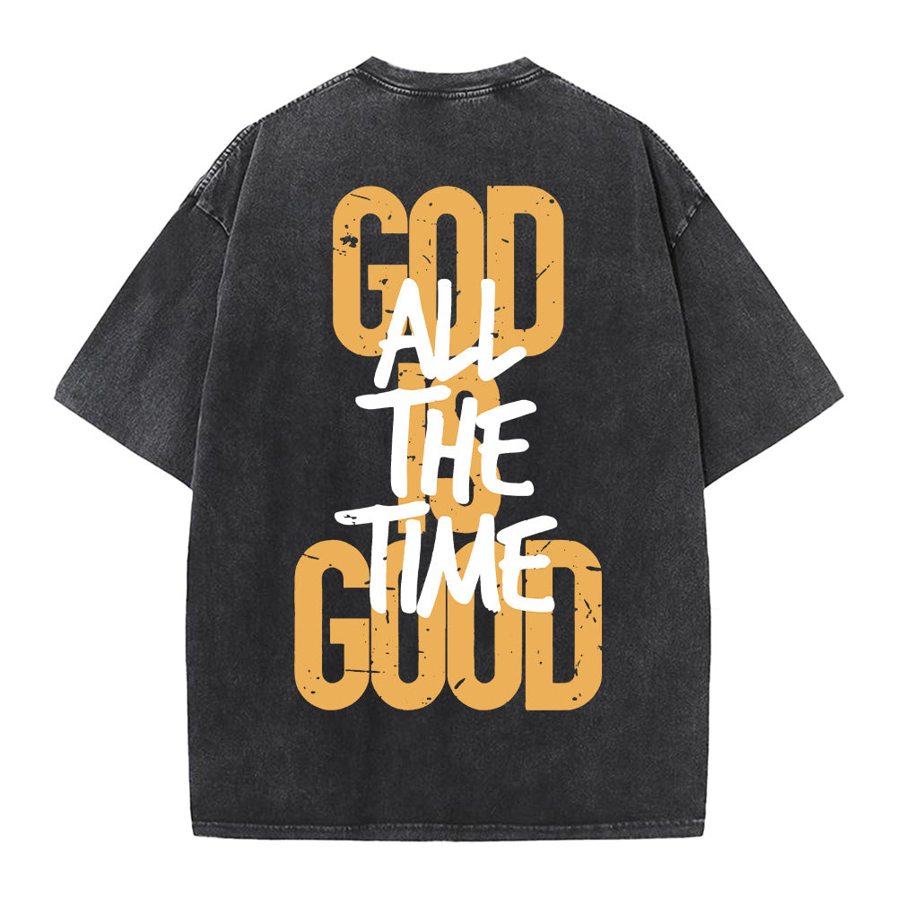 "God is Good All The Time" Retro Graphic Unisex Washed T-Shirt