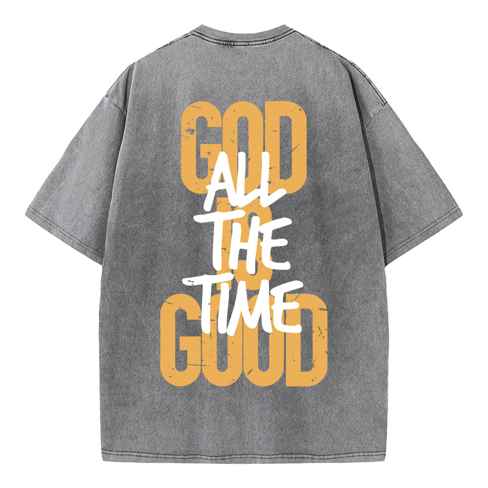 "God is Good All The Time" Retro Graphic Unisex Washed T-Shirt