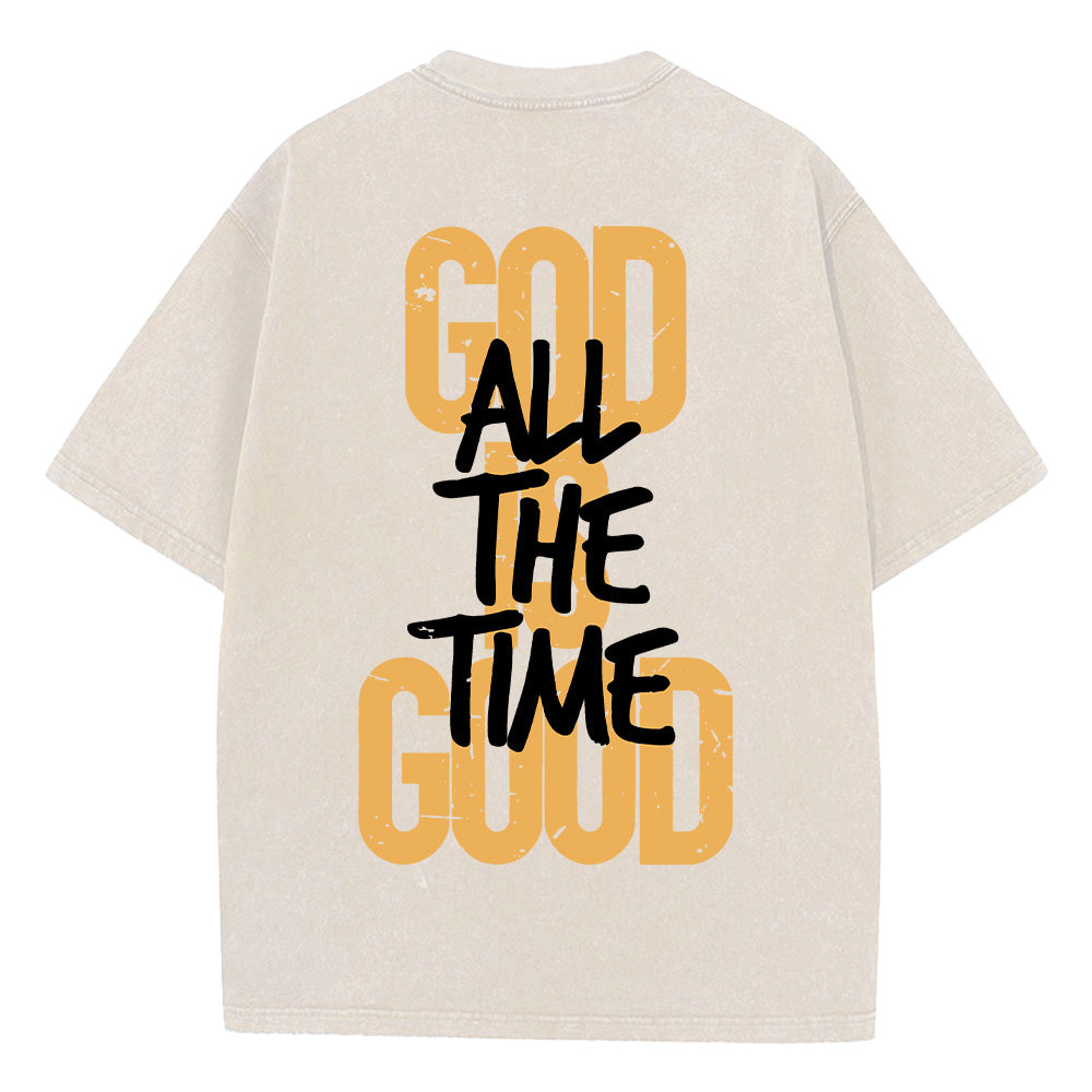 "God is Good All The Time" Retro Graphic Unisex Washed T-Shirt