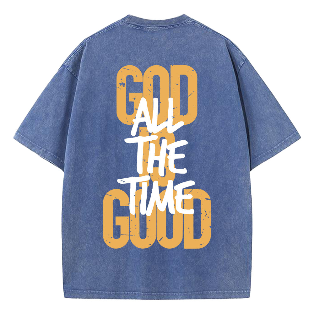 "God is Good All The Time" Retro Graphic Unisex Washed T-Shirt