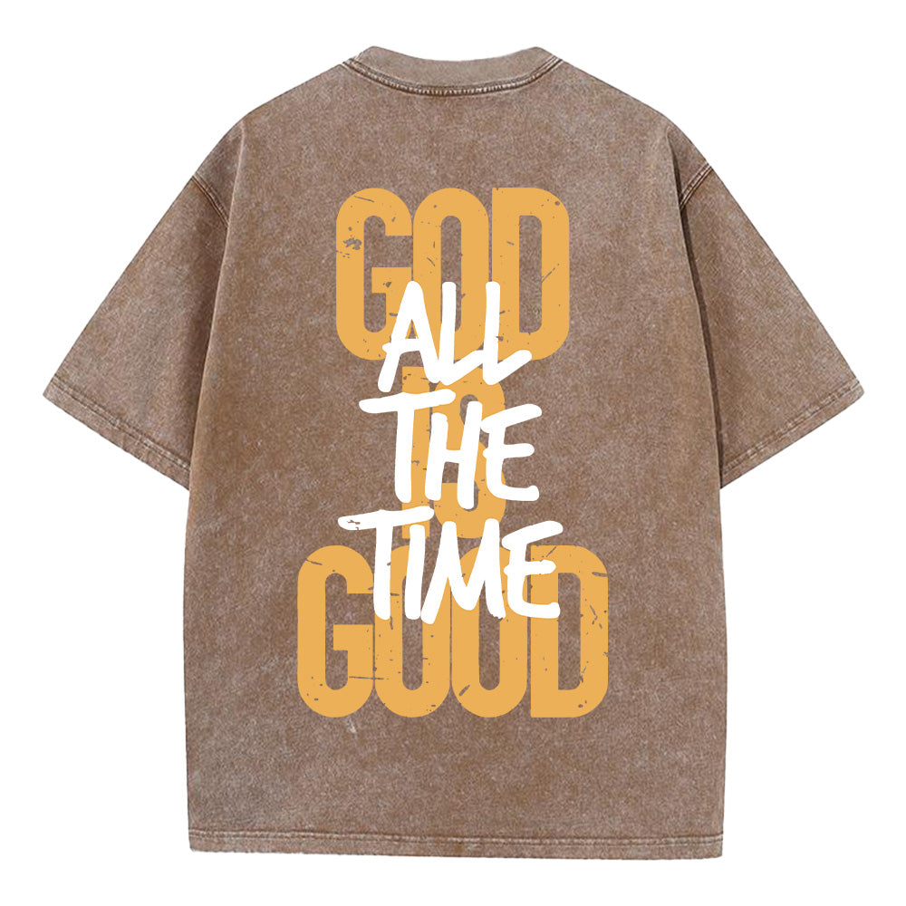 "God is Good All The Time" Retro Graphic Unisex Washed T-Shirt