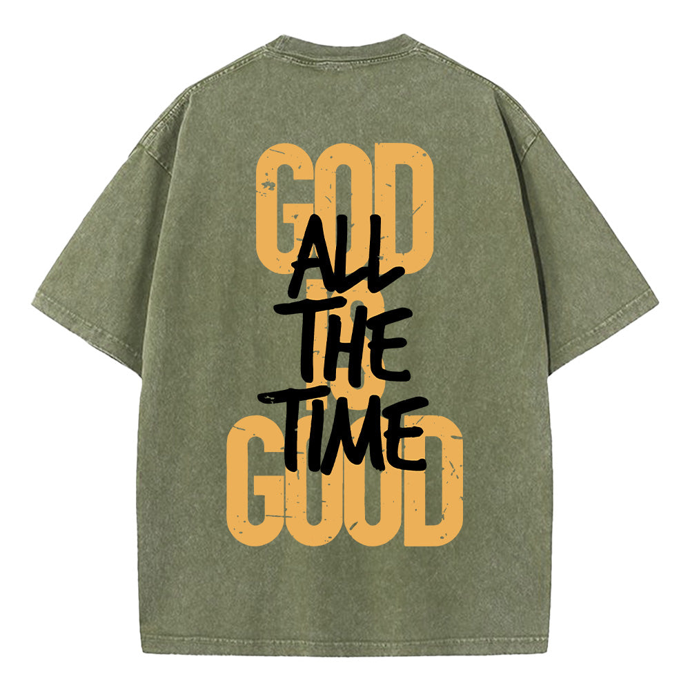 "God is Good All The Time" Retro Graphic Unisex Washed T-Shirt