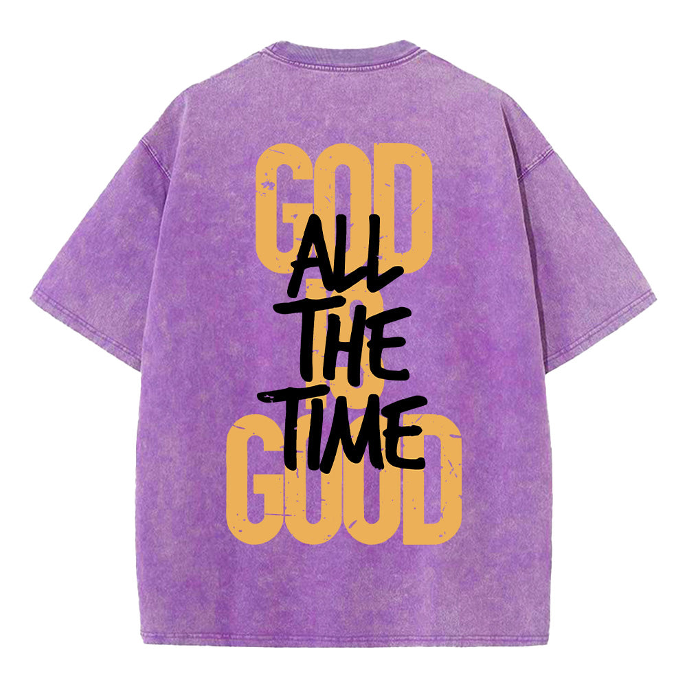 "God is Good All The Time" Retro Graphic Unisex Washed T-Shirt