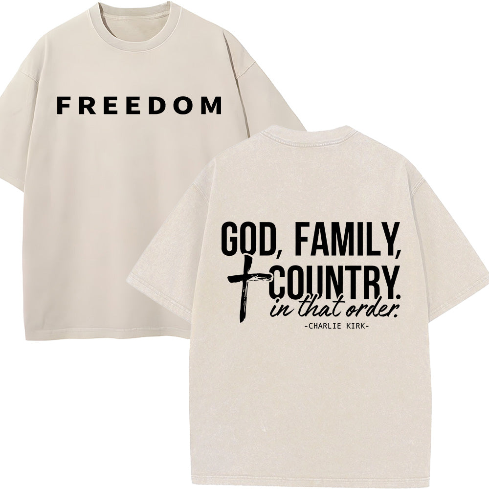 God Family Country Unisex Washed T-Shirt